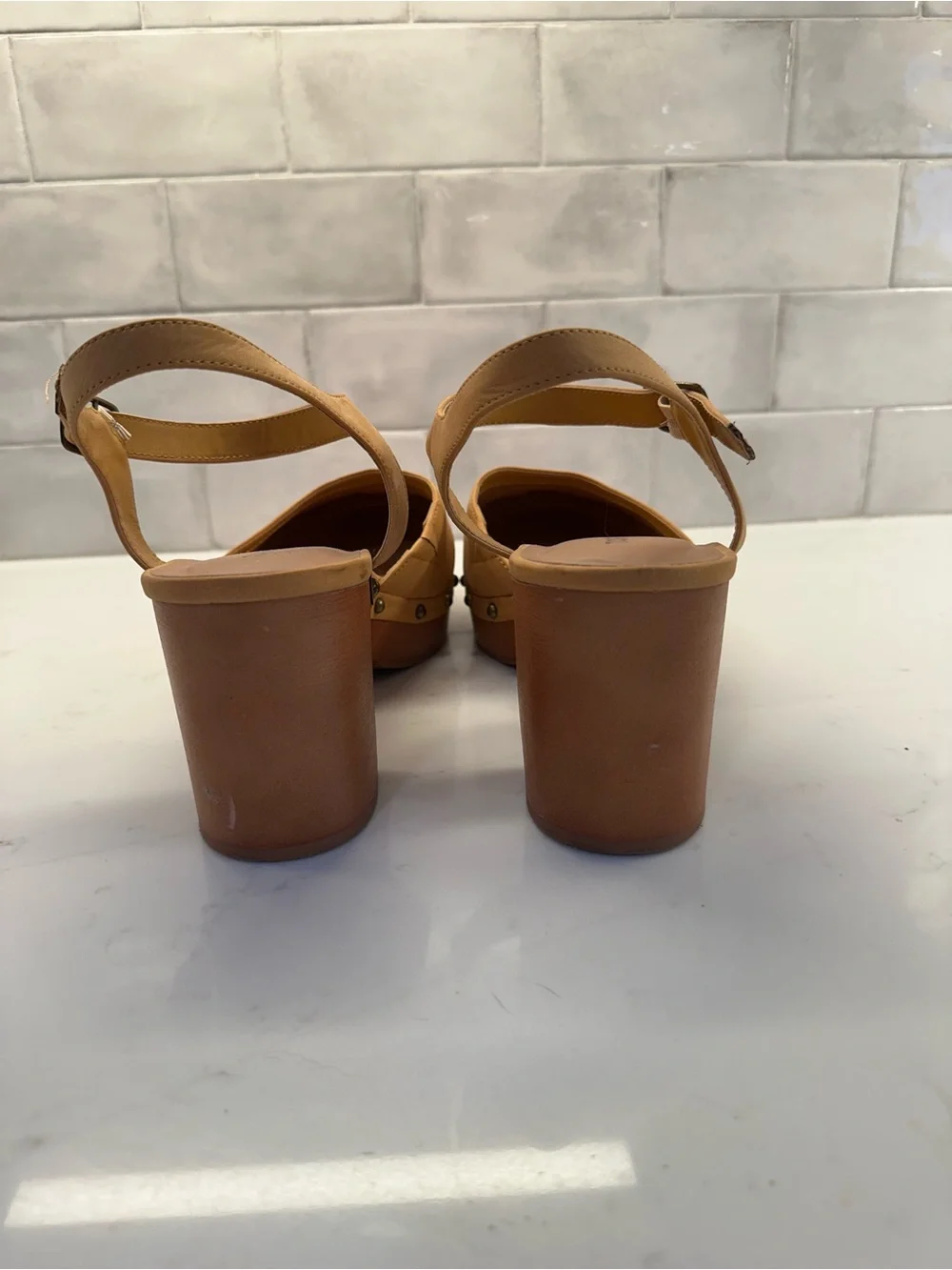 SOLD Torrid Studded Platform Clog Strappy Sandals Block Heel Tan Women’s Size 11 - Picture 4 of 7